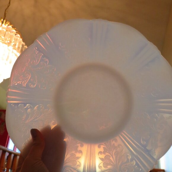 3 VTG Macbeth Evans American Sweetheart White Chop Plate Platters, 1930 - Picture 4 of 9